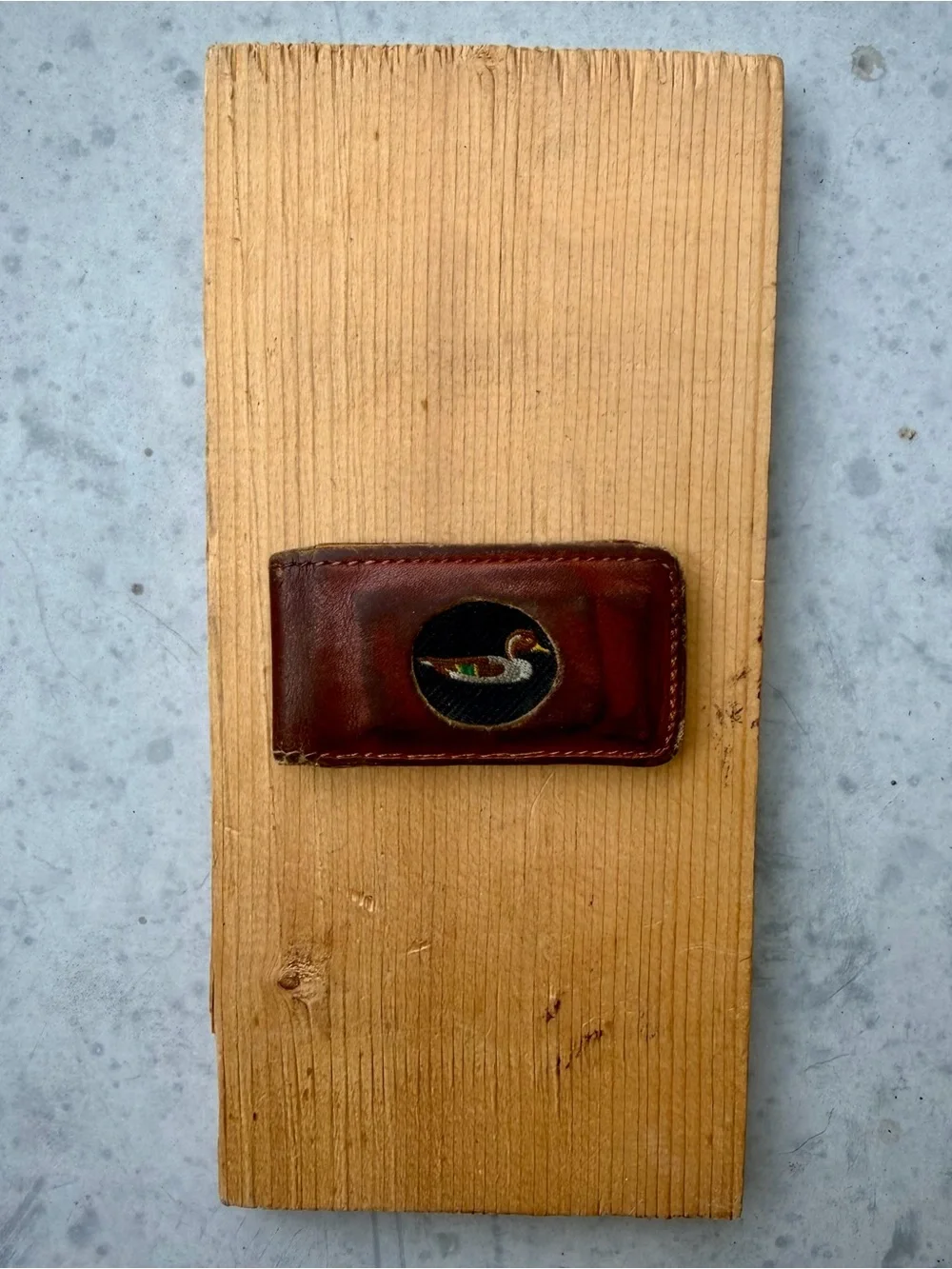 1980s Leather Pintail Duck Magnetic Money Clip